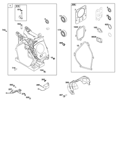 Cylinder Group Diagram and Parts List for 13L352-0138-F8 100000 - 19Z999 Briggs and Stratton Engine